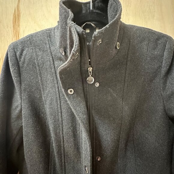 Calvin Klein Womens Charcoal Wool-Blend Quilted Lined Jacket Size 4 - Picture 5 of 12